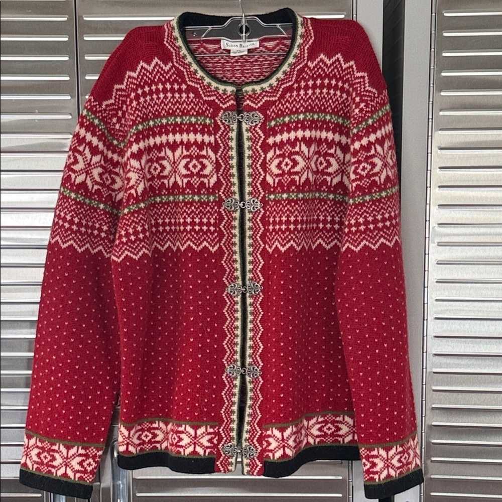 Susan Bristol Red and White Patterned Sweater